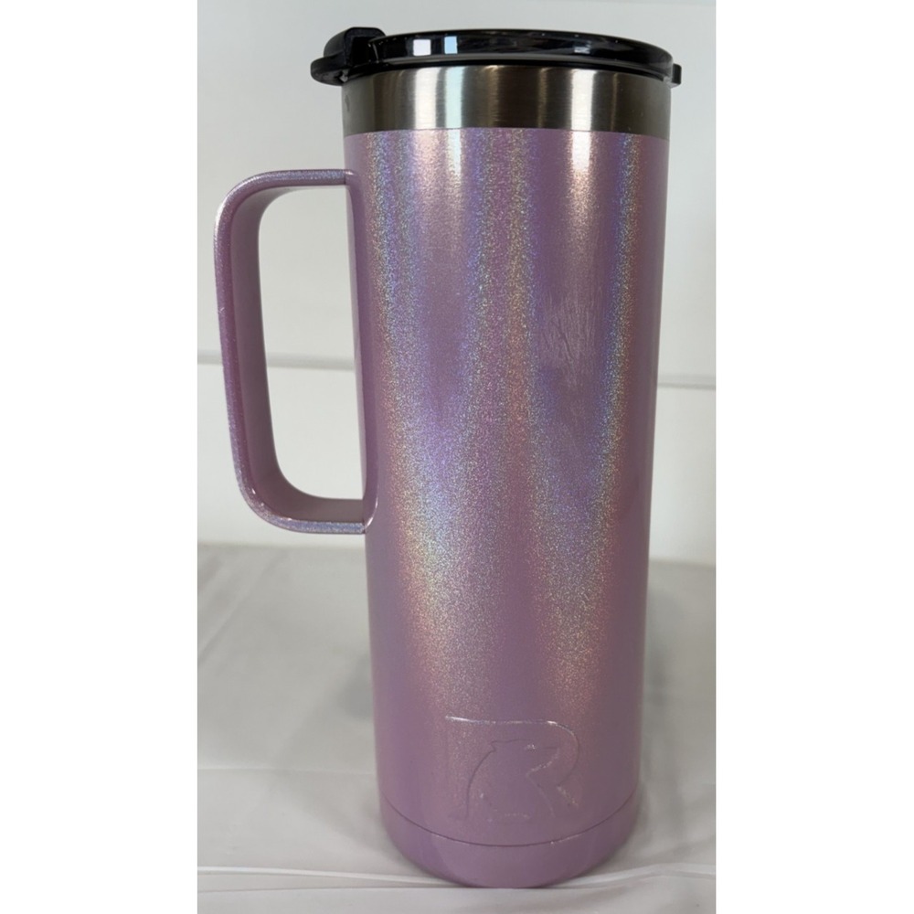 RTIC 20oz‎ Insulated Stainless Steel Pink Glittery Travel Tumbler Cup Screw Lid